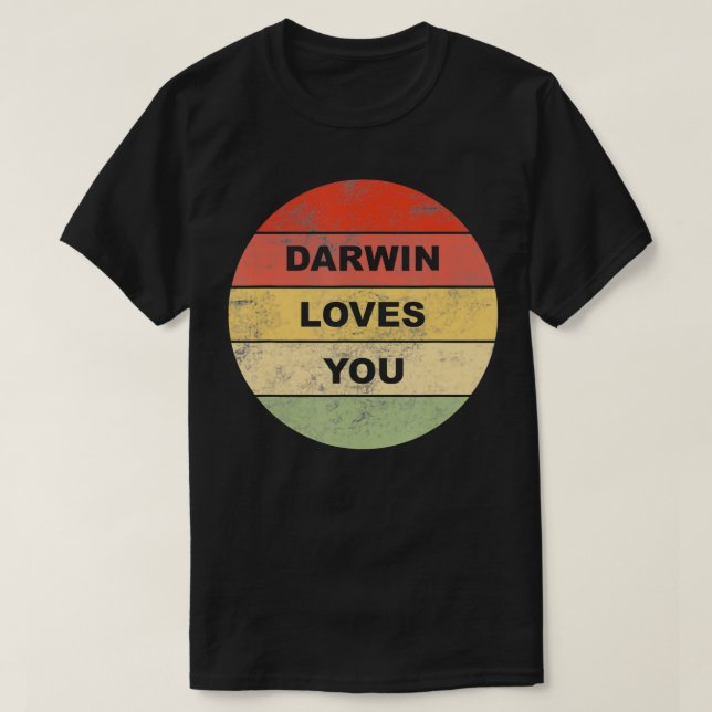 Darwin Loves You Atheist Pro Science Non Religious T Shirt (Design framsida)