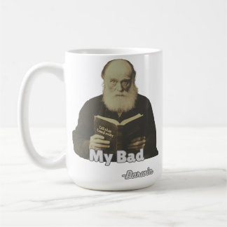 Darwin “My Bad!” Mugg - Evolutionär Humor