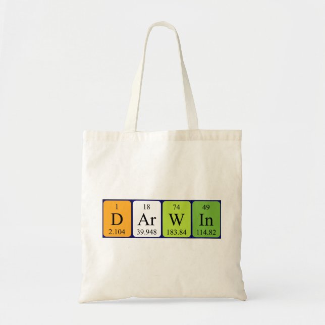 Darwin periodisk bord namn tote bag tygkasse (Framsidan)