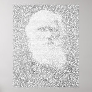 Darwin porträtt tillverkad av texten "Ursprung of Poster