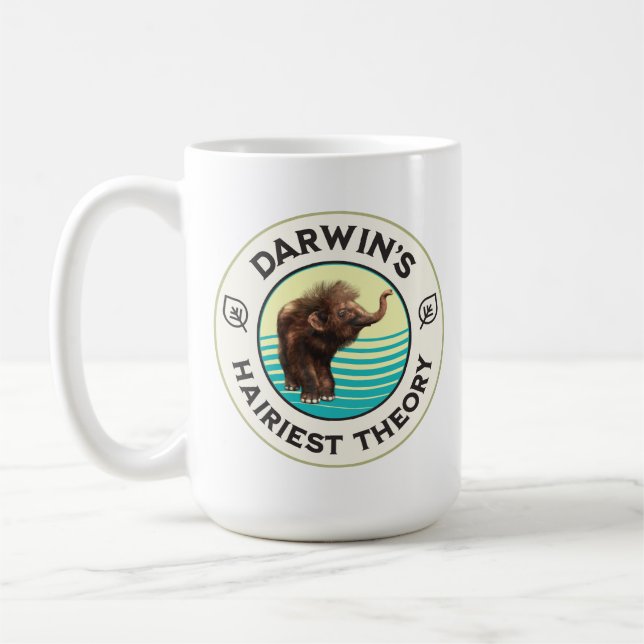 Darwins hårigaste teori söta ulliga mammut  kaffemugg (Vänster)