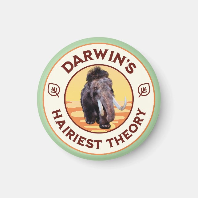 Darwins hårigaste teori söta ulliga mammut  magnet (Framsidan)