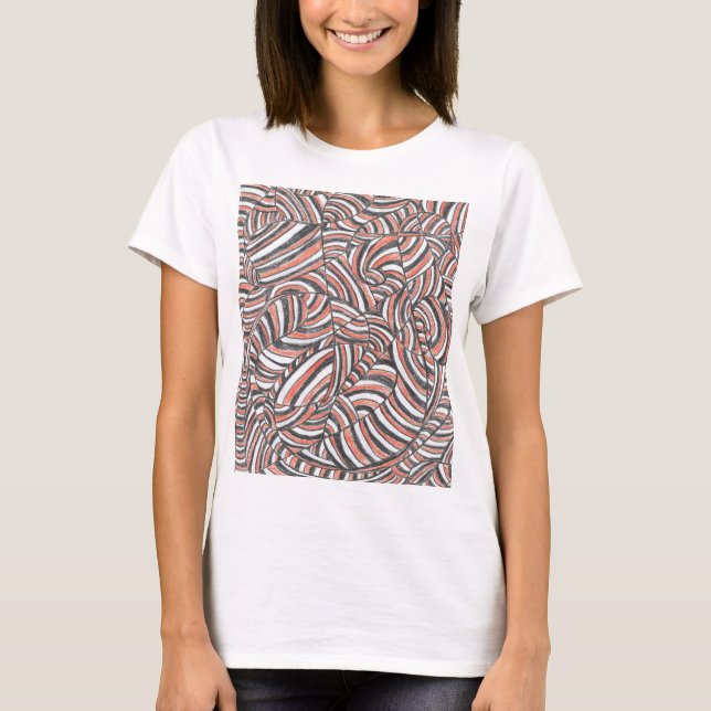 Darya | Abstrakt T-Shirt med Handritad Konst (Framsida)