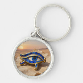 Das Ägyptische Auge´9 Rund Silverfärgad Nyckelring