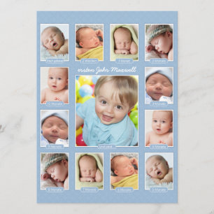Das Jahr-Foto-Andenken-Collagen-Druck des Babys Inbjudningar