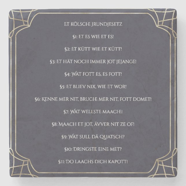Das Kölsche Grundgesetz – Köln Cologne Jugendstil Stenunderlägg (Framsidan)