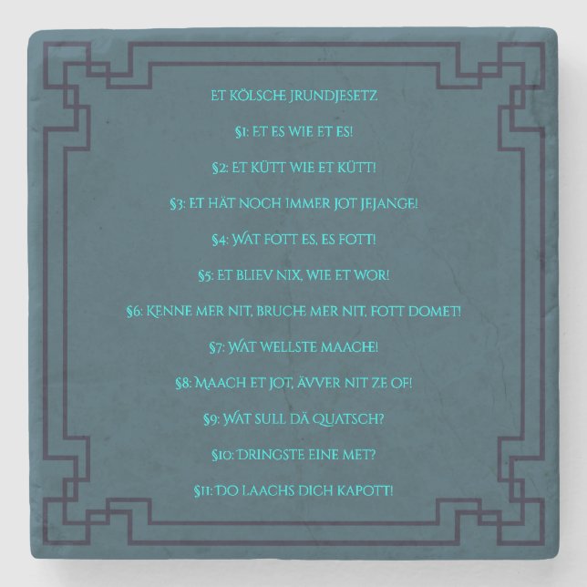 Das Kölsche Grundgesetz – Köln Cologne Jugendstil Stenunderlägg (Framsidan)