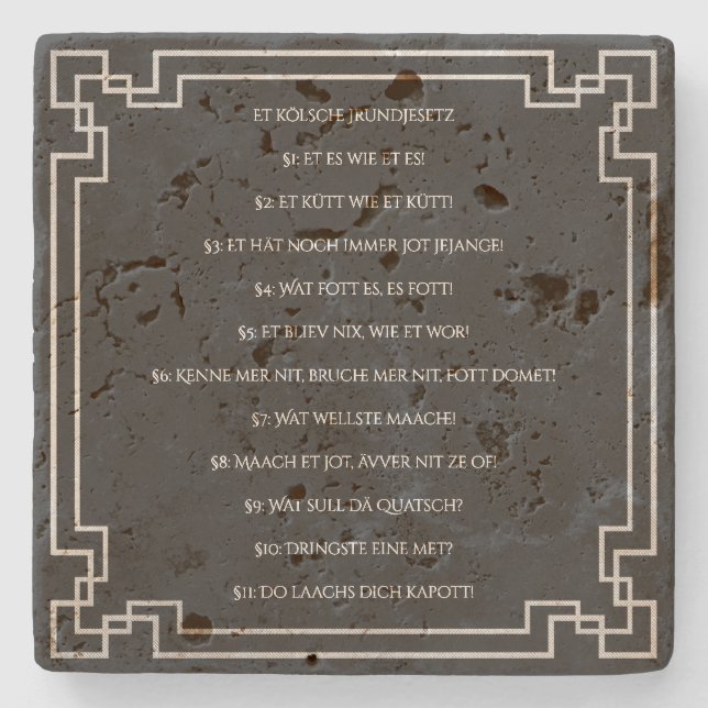 Das Kölsche Grundgesetz – Köln Cologne Jugendstil Stenunderlägg (Framsidan)