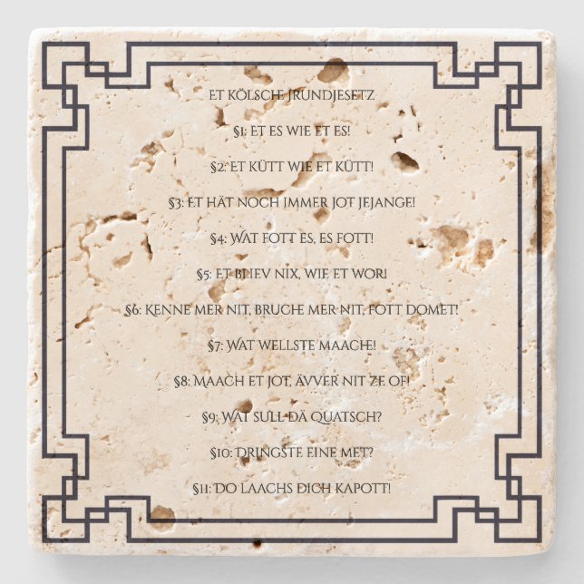 Das Kölsche Grundgesetz – Köln Cologne Jugendstil Stenunderlägg (Framsidan)