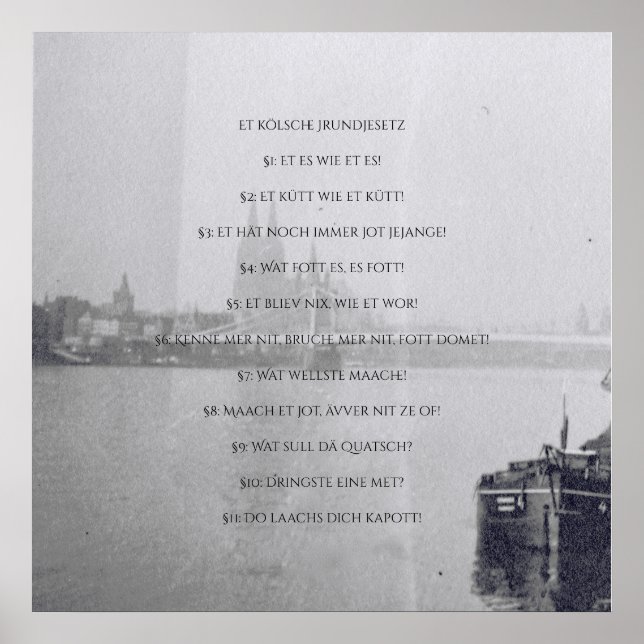 Das Kölsche Grundgesetz - Kölsch - Kölne - Köln Poster (Framsidan)