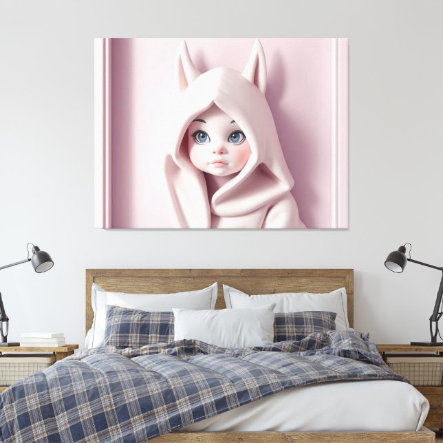 „Das Mädchen im Zaubermantel“ Canvastryck (Insitu (sovrum))