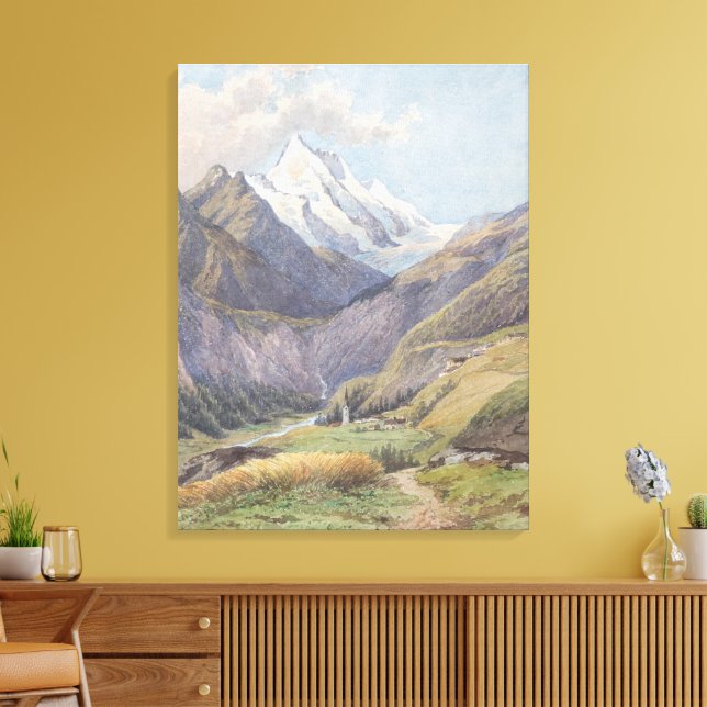 Das Mölltal mit dem Großglockner - Carl Lafite Canvastryck (Insitu (Vardagsrum))