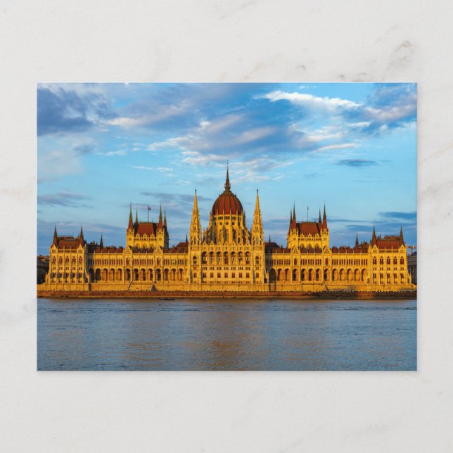 Das Parlamentsgebäude i Budapest an der Donau Pos Vykort (Framsida)