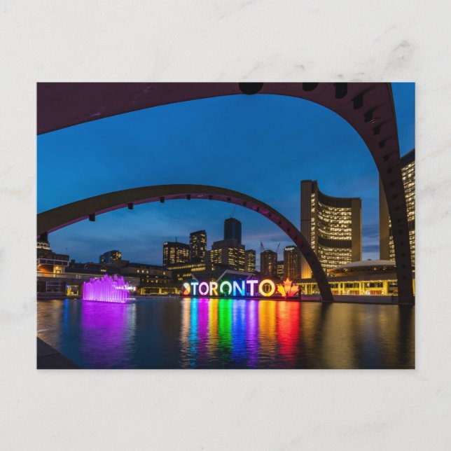 Das Stadtzentrum von Toronto bei Nacht Postkarte Vykort (Framsida)