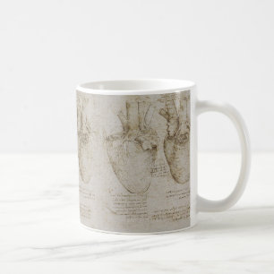 Das Vinci anatomi för människahjärta skissar Kaffemugg
