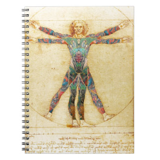 Das Vinci Vitruvian man med tatueringar Anteckningsbok