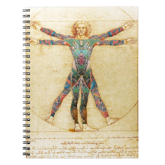 Das Vinci Vitruvian man med tatueringar Anteckningsbok (Framsidan)