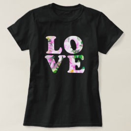 Das Wort "Liebe" aus Blumen T Shirt