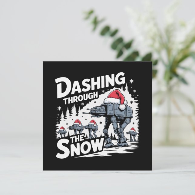 Dasa genom snön jul familjefirande julkort (Stående Fram)