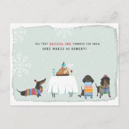 Dasa genom snön | Söt dachshund Vykort