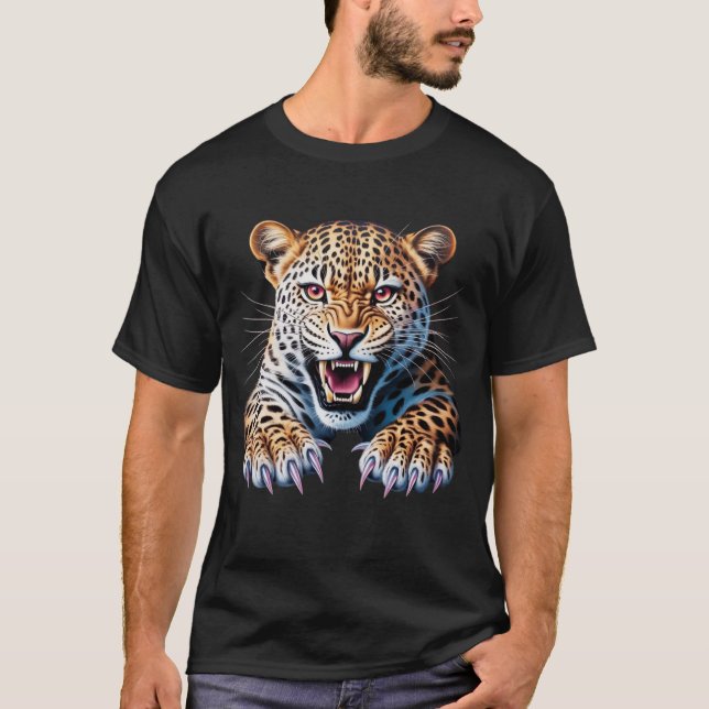 DASCC Jaguar Grafisk Vild Rydande Panter T Shirt (Framsida)