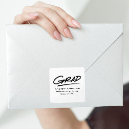 Daschad Modern Grad White och Black Studenten Fyrkantigt Klistermärke