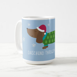 Daschund genom Snö illustrerade kaffe Mugg