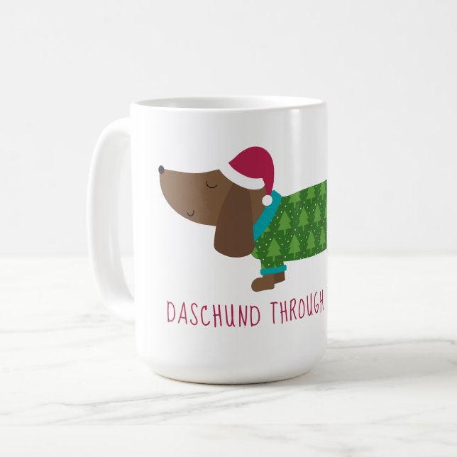 Daschund genom Tecknaden Snö Kaffemugg (Framsida vänster)