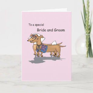Daschund Hundar Bröllop Grattis Rosa Kort