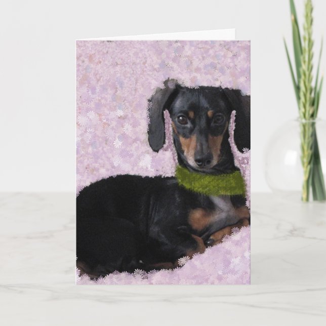 Daschund rosa tack du kort (Framsida)