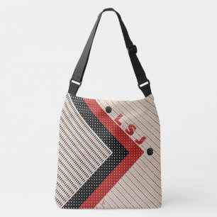 Dash and Dots - Red Black Cream - Personlig Axelväska