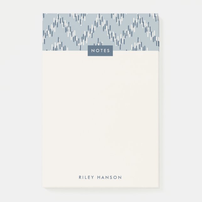 Dash Boho Ikat Zig Zag Mönster Post-it - Blue (Framsida)