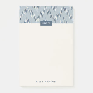 Dash Boho Ikat Zig Zag Mönster Post-it - Blue Block