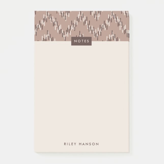 Dash Boho Ikat Zig Zag Mönster Post-it - Brown (Framsida)