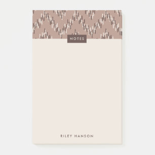 Dash Boho Ikat Zig Zag Mönster Post-it - Brown Block