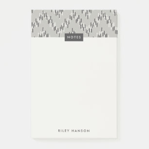Dash Boho Ikat Zig Zag Mönster Post-it - Grått Block