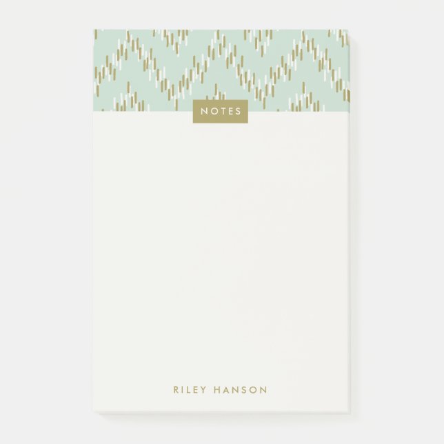 Dash Boho Ikat Zig Zag Mönster Post-it - Grönt (Framsida)