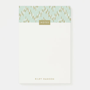 Dash Boho Ikat Zig Zag Mönster Post-it - Grönt Block