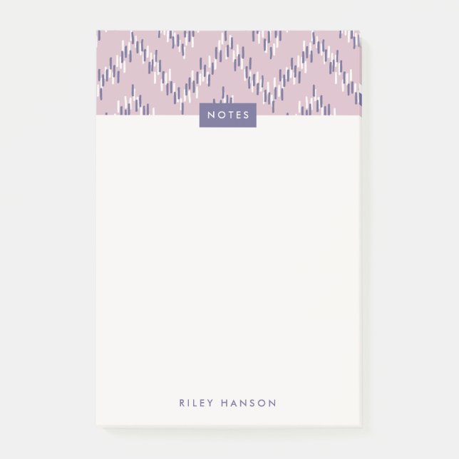 Dash Boho Ikat Zig Zag Mönster Post-it - Lila (Framsida)