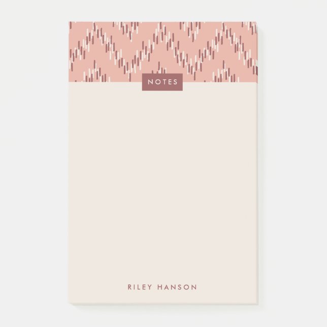 Dash Boho Ikat Zig Zag Mönster Post-it - Red (Framsida)