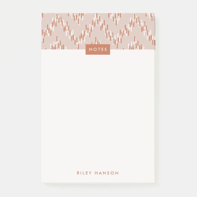Dash Boho Ikat Zig Zag Mönster Post-it - Rust (Framsida)