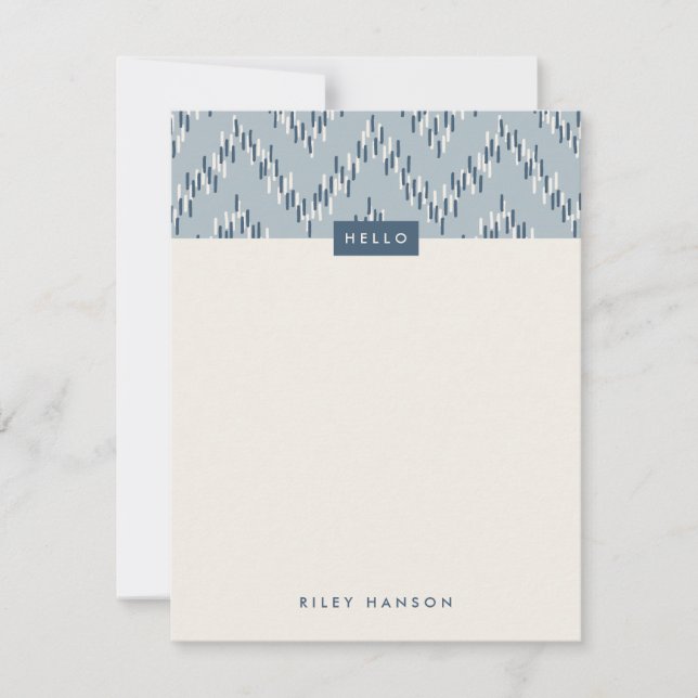 Dash Boho Ikat Zig Zag Stationery - Blue (Framsida)