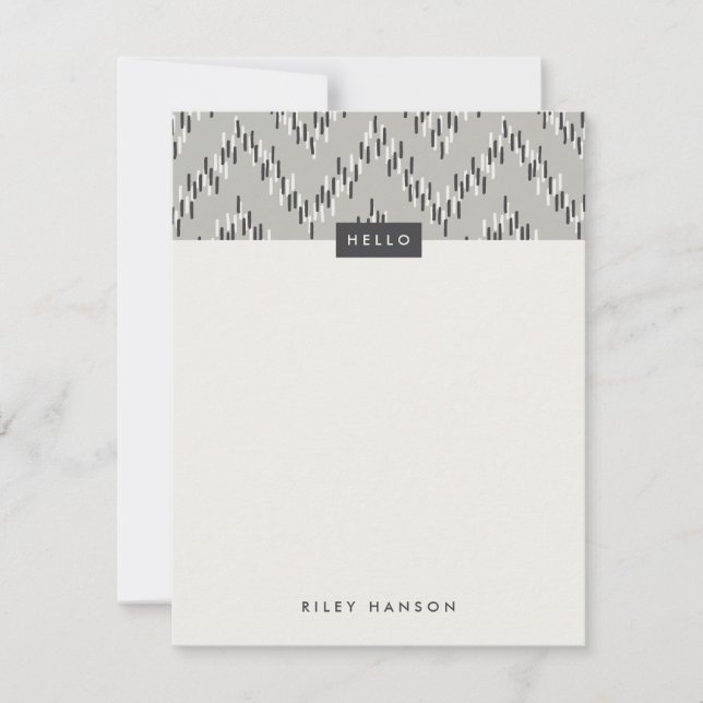Dash Boho Ikat Zig Zag Stationery - Grått (Framsida)