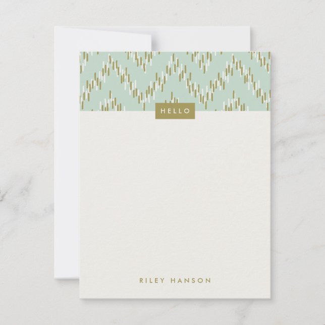 Dash Boho Ikat Zig Zag Stationery - Grönt (Framsida)