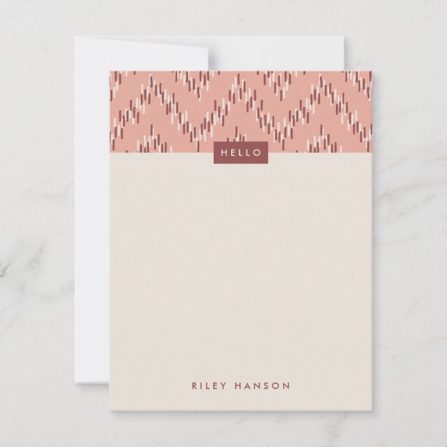 Dash Boho Ikat Zig Zag Stationery - Red (Framsida)