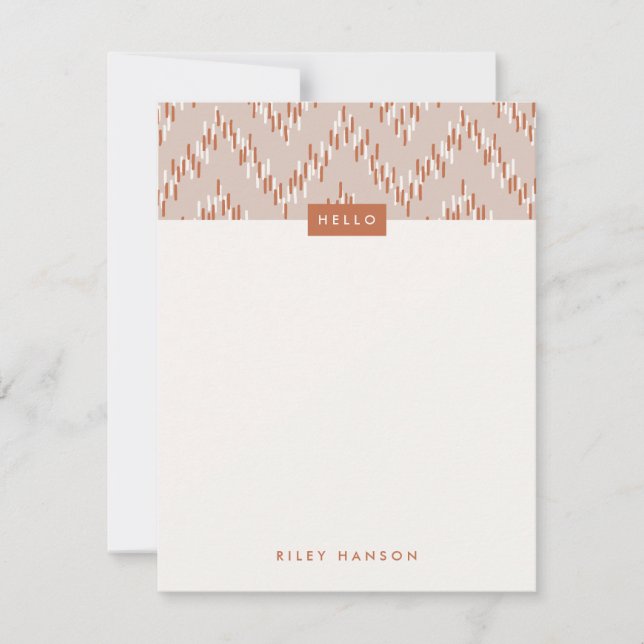 Dash Boho Ikat Zig Zag Stationery - Rust (Framsida)