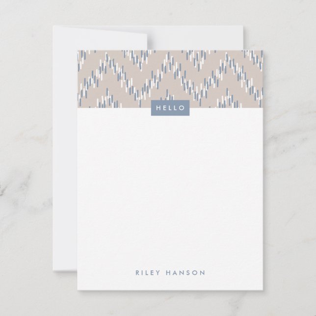 Dash Boho Ikat Zig Zag Stationery - Taupe (Framsida)