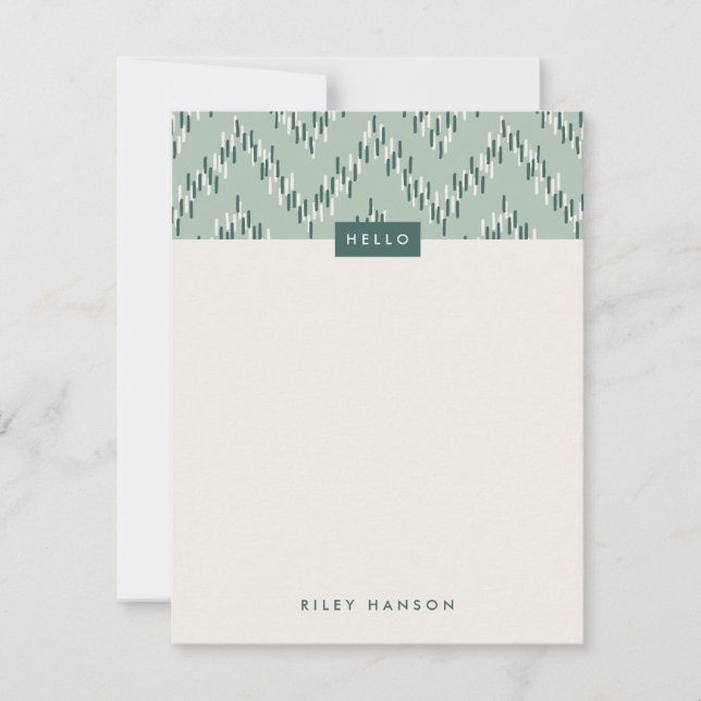 Dash Boho Ikat Zig Zag Stationery - Teal (Framsida)