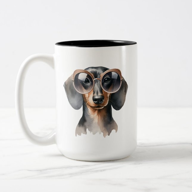 Dash Dachshund Watercolor Mugg (Vänster)