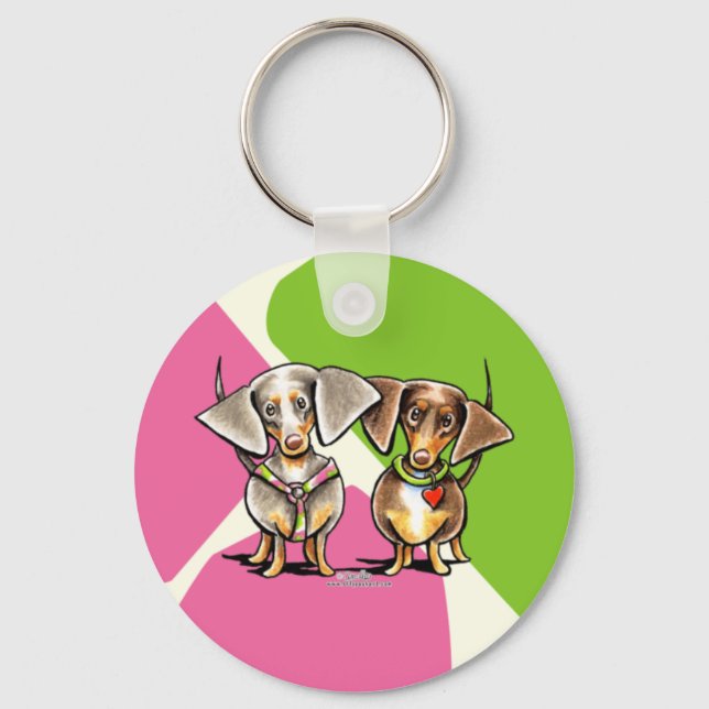 Dash Dappled Dachshunds Nyckelring (Framsida)